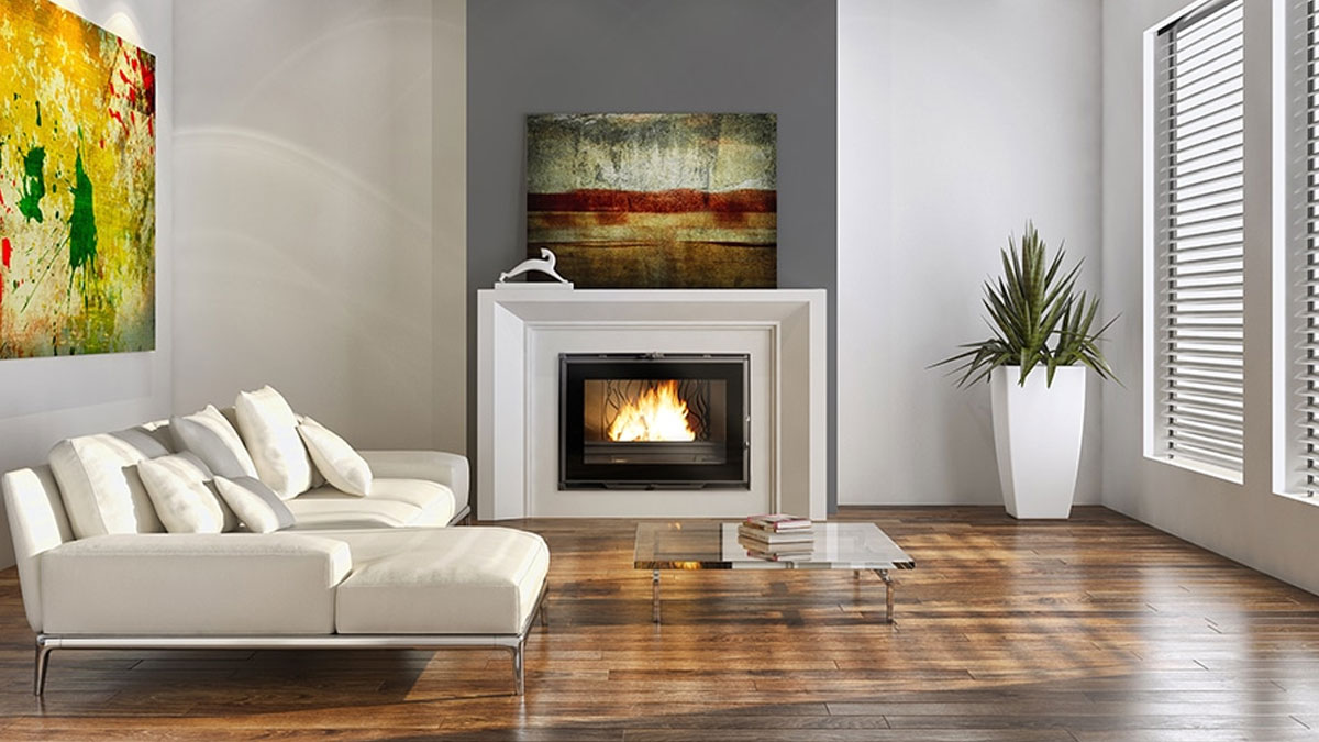 Insert à bois installé dans une maison au Portugal